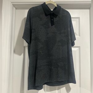 Like New! Under Armour Black and Gray Camo Polo Shirt Casual Loose XL